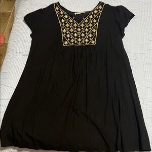 Chic Black Tunic with Gold Embroidery